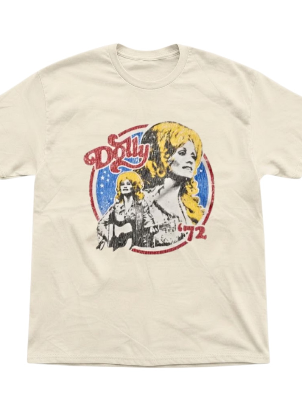 Dolly Parton Graphic Print Cream Cotton Gildan T-Shirt Unisex